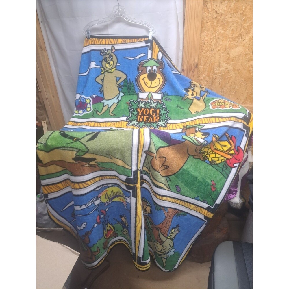Vintage Earth Ragz Yogi Bear Fleece Blanket 46x75in